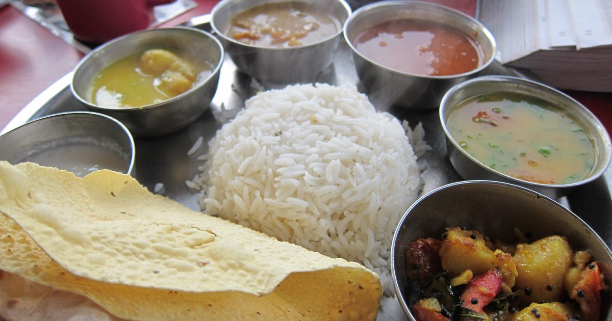 Traditional Indian thali meal