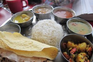 Traditional Indian thali meal