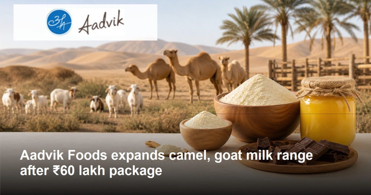 Aadvik Foods logo with a company-relevant growth scene and article title