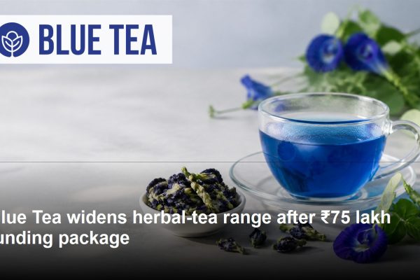 Blue Tea logo and company-relevant post-Shark Tank growth scene
