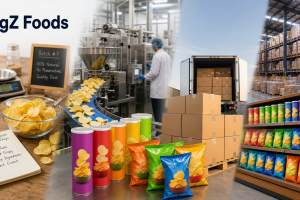 Popped potato chips progressing from small-batch development to organised production and distribution